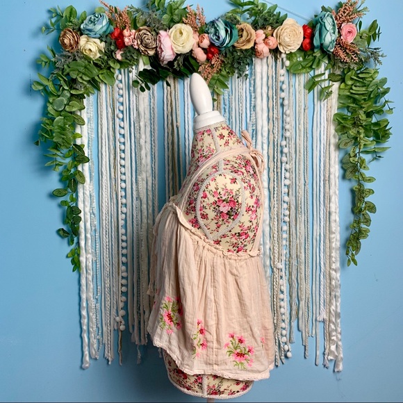 Free People Strappy Embroidered Babydoll Tank M - Picture 4 of 7
